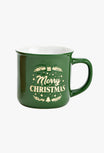Becher Merry Christmas aus Steingut grün