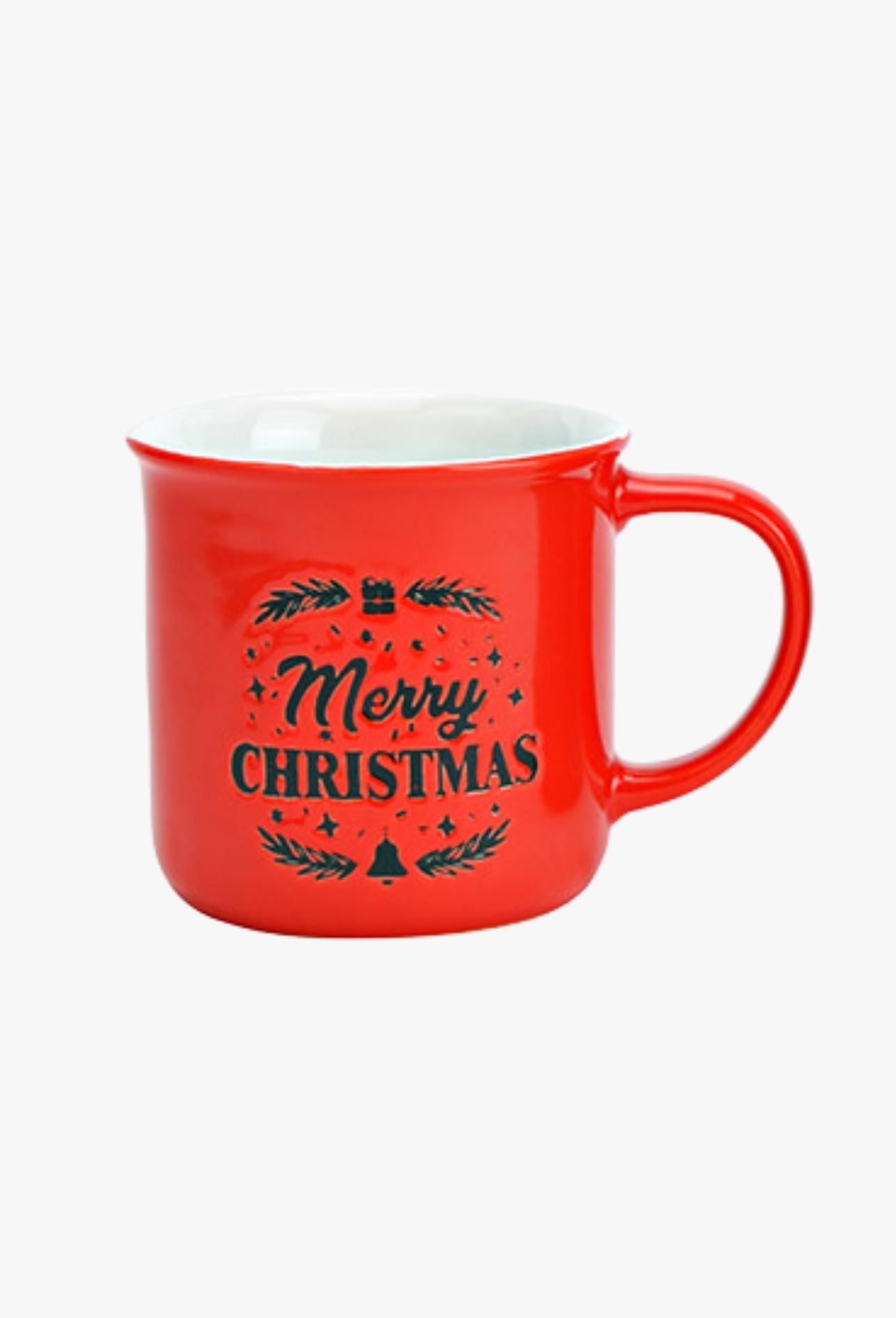 Becher Merry Christmas aus Steingut rot
