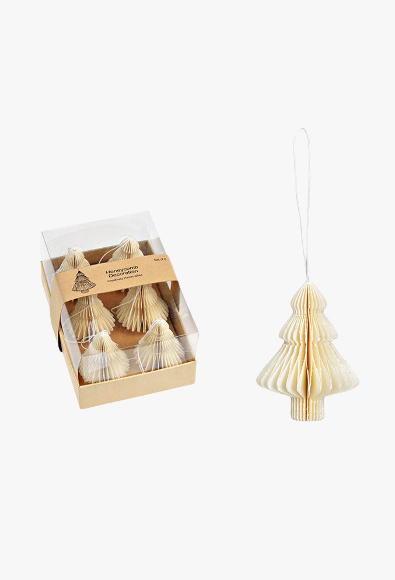 Weihnachtsanhänger Tannenbaum weiß - 6er-Set