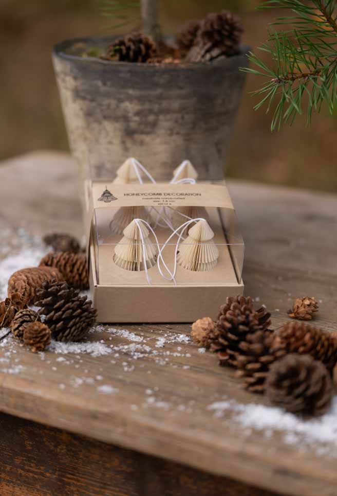 Weihnachtsanhänger Tannenbaum weiß - 6er-Set