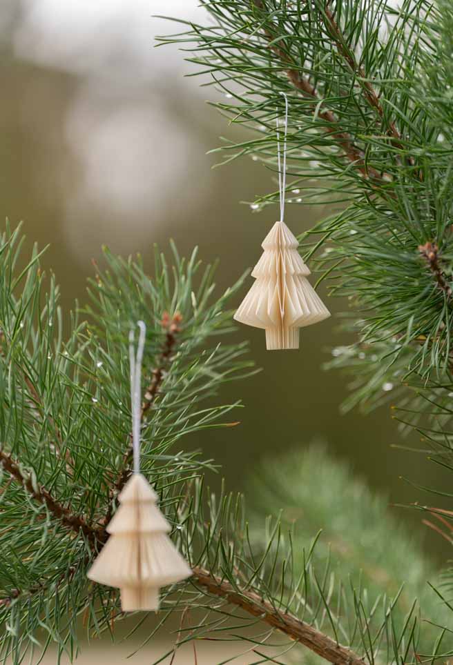 Weihnachtsanhänger Tannenbaum weiß - 6er-Set