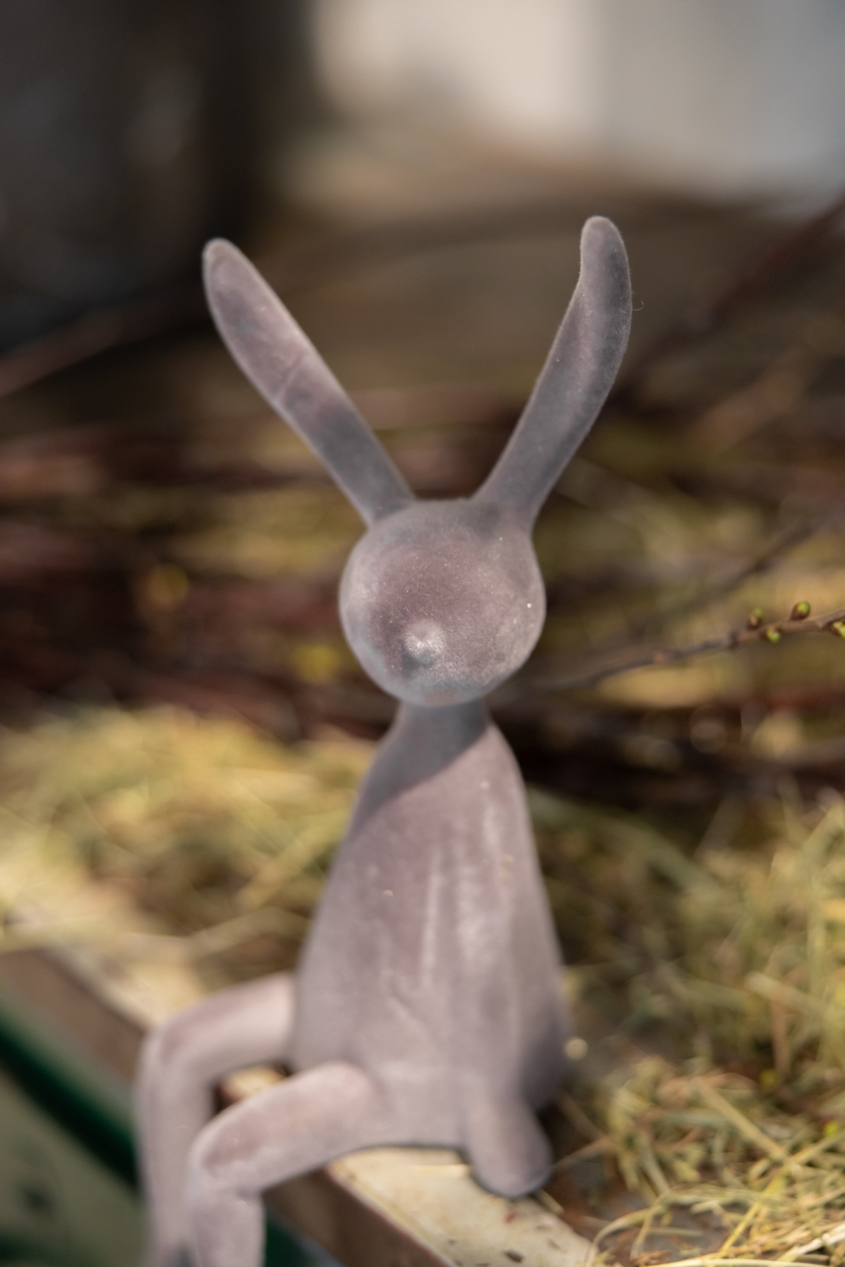 Hasen Kantenhocker grau/ braun beflockt