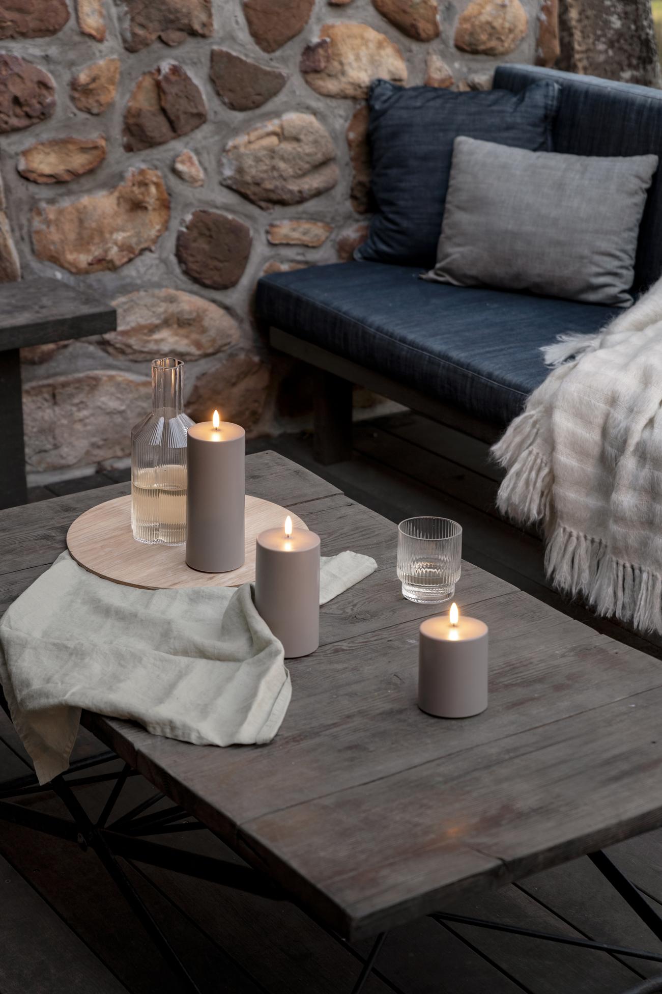 Outdoor LED Kerze taupe – 3 Größen