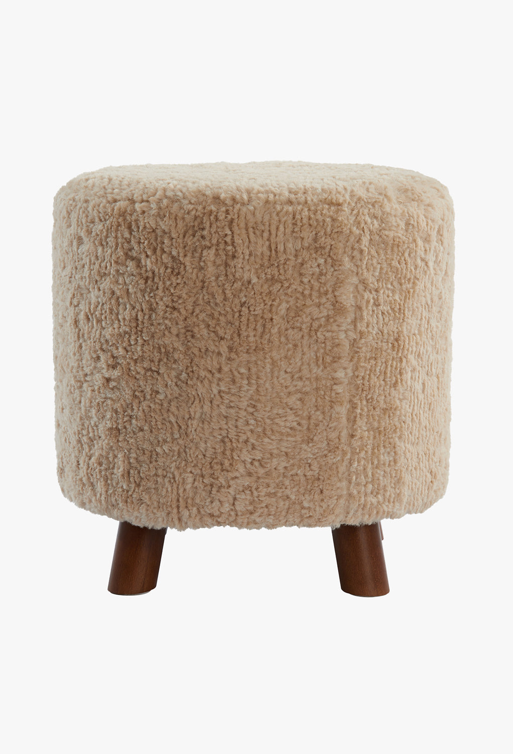 Hocker Polly: Beiger Sitzhocker mit flauschiger Sitzfläche. Sitzbank Blume Exclusiv Interior