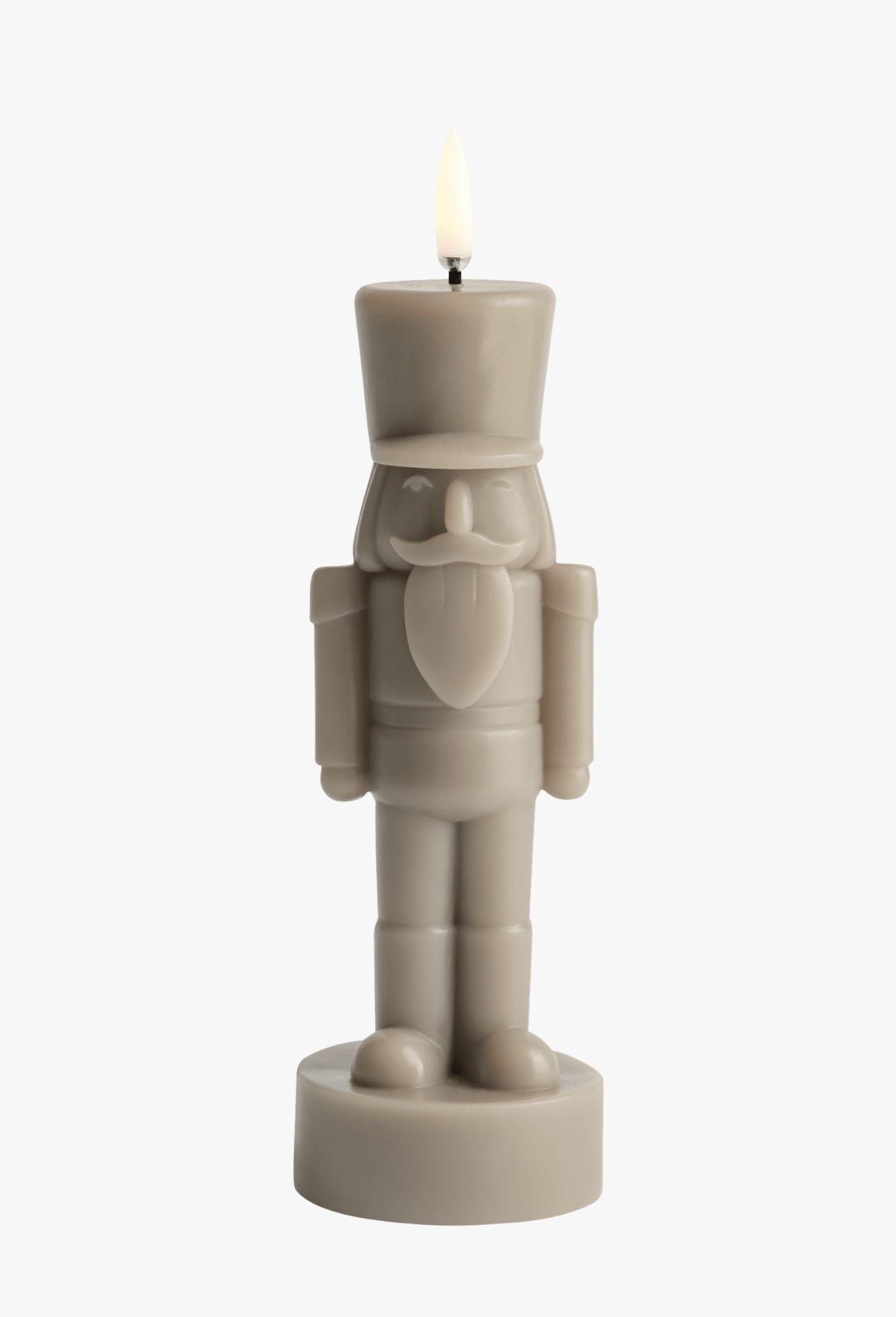 LED Nussknacker Kerze Taupe – 2 Größen