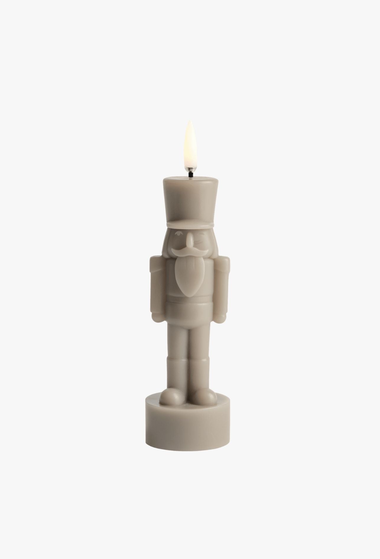 LED Nussknacker Kerze Taupe – 2 Größen